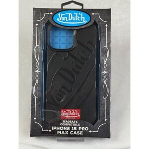 Von Dutch iPhone 16 Pro Max Case MagSafe Black Rubber Grip Logo VDIP16PMC-01 NIB